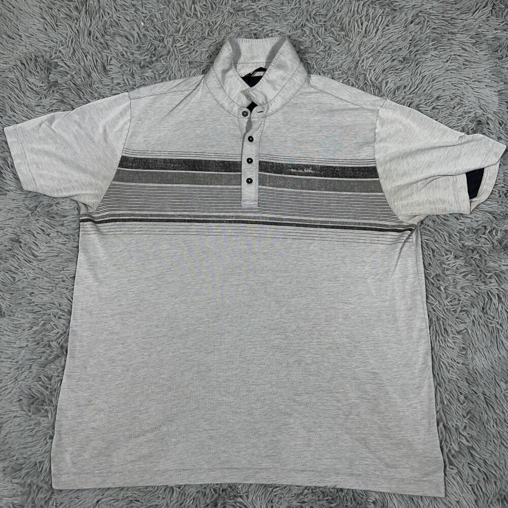 Travis Mathew Adult Shirt XXL Gray Black Golf Polo Performance Pullover Mens